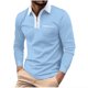 thumbnail image 2 of pstuiky manga larga para hombre, Camisa de golf de moda para hombre, de manga larga, con bolsillo y cuello abatible, de color liso salir tops m, 2 of 6