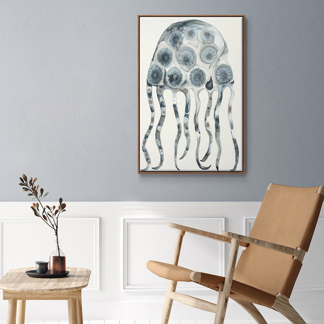 Silver Jelly Framed Premium Gallery Wrapped Canvas - Ready to Hang - 25 x 37 - Walnut Floating Frame