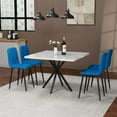 thumbnail image 4 of Square Dining Table Set, Mid Century Modern Square Dining Table for 4 Person, Faux Marble Tabletop, Iron Legs, Coffee Table for Kitchen Dining Room, Office, Save Space (Blue), 4 of 11