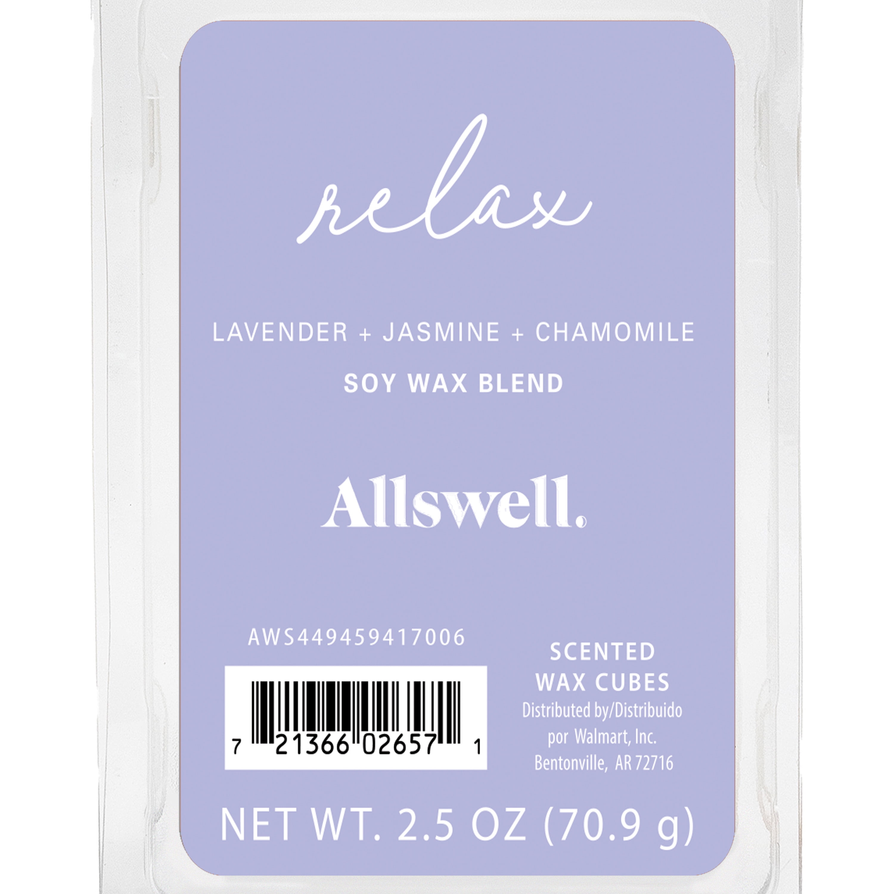 Allswell Relax Wax Melts 6-Cube Lavender Jasmine Chamomile Soy