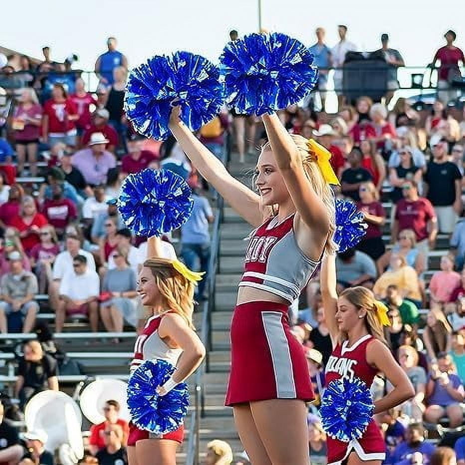 Metallic Cheerleading Pom Poms, 6Pcs Cheerleaders Cheer Pom Poms with Baton Handle, Cheering Squad Hand Flower