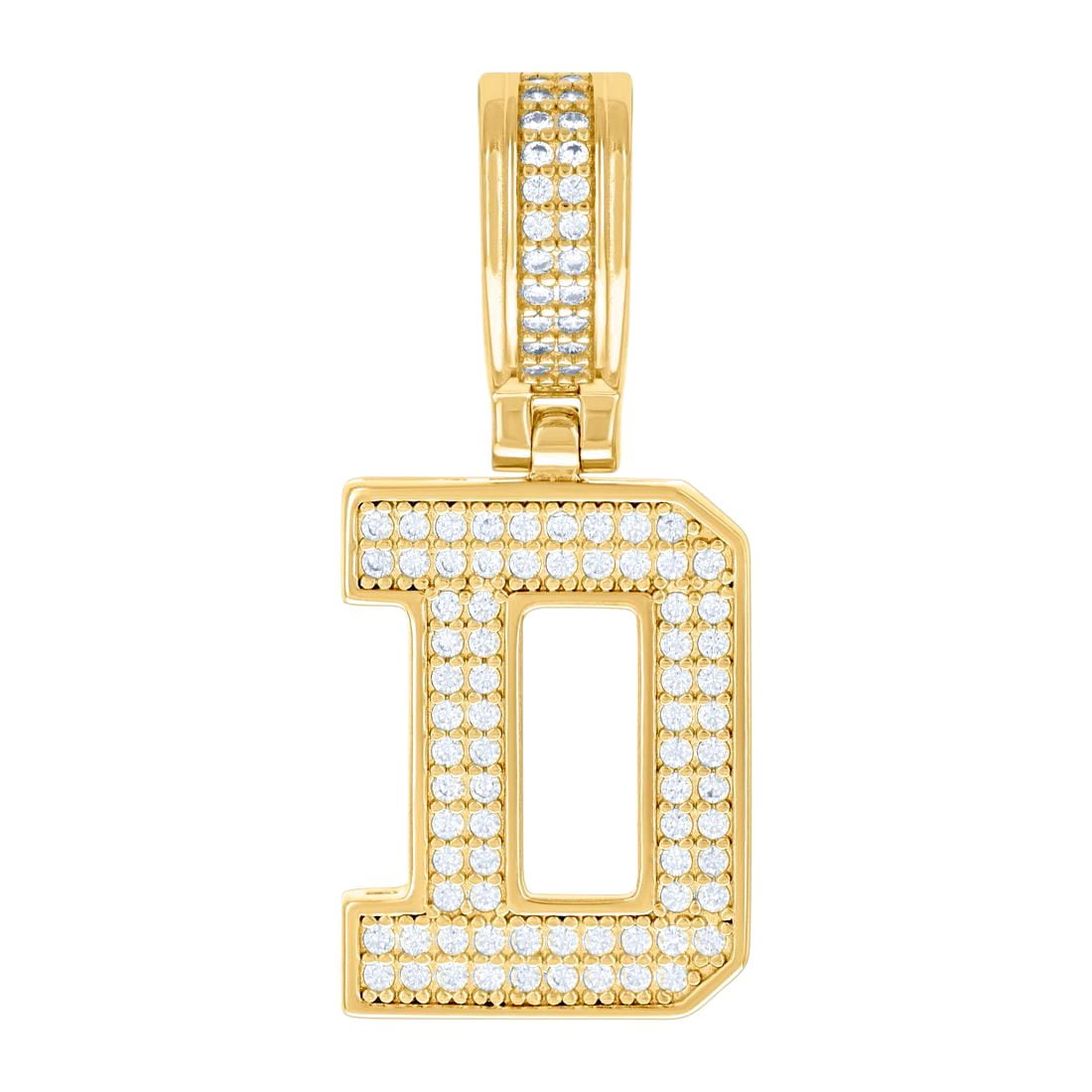 925 Sterling Silver Yellow-tone Unisex 0.58ct Moissanite Letter Name Personalized Monogram Initial Alphabet D Charm Pend