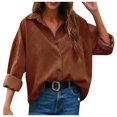 thumbnail image 1 of Camisa de solapa de manga larga recreativa con botones de color sólido para mujer Fridja  bvmnju7683, 1 of 8