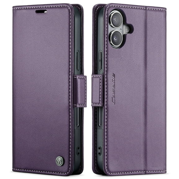 ShieldFlex Case Wallet for iPhone 16 Plus, RFID Blocking [3 Card Holder] Kickstand Shockproof TPU Interior Case, PU Leather Magnetic Flip Folio Cover Compatible with iPhone 16 Plus 2024,Purple