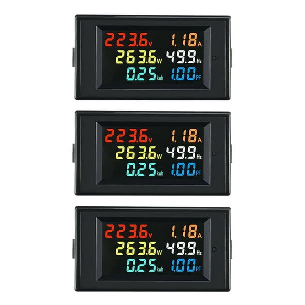 Monitor de CA 3X 6 en 1 D69-2058 Medidor de electricidad de factor de frecuencia de potencia de corriente y voltaje digital de CA