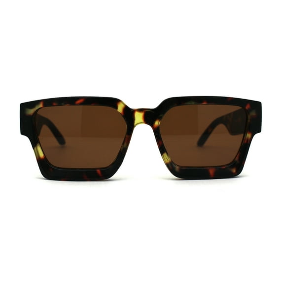 Narrow Rectangular Horn Rim Retro Dad Shade Sunglasses Matte Tortoise Brown