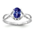 thumbnail image 1 of Solid 14k White Gold 7x5mm Oval Tanzanite Blue December Gemstone Engagement Ring Size 5.5, 1 of 2