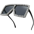 thumbnail image 2 of FEISEDY Oversized Sparkling Crystal Sunglasses Disco Diamond Flat Top Fashion Square Large Shades B2782, 2 of 14