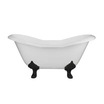 Grace 72 Inch Cast Iron Double Slipper Tub - No Faucet Drillings