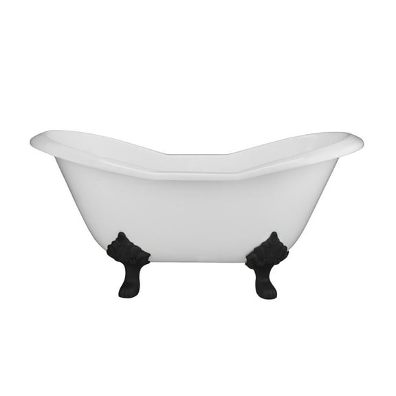 Grace 72 Inch Cast Iron Double Slipper Tub - No Faucet Drillings