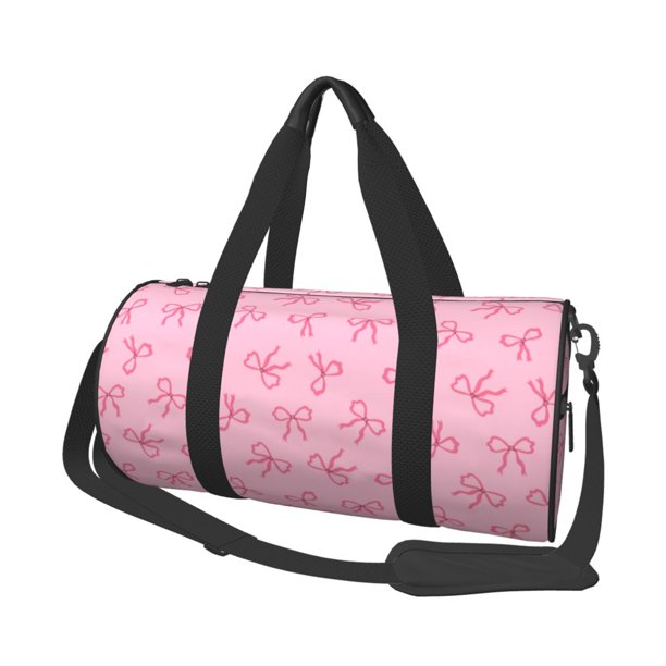 Fotbe Pink Bows Bolsa Deportiva de Lona Plegable con Estampado, Bolsa de Gimnasio con Bolsillo Seco/Húmedo, Bolsa de Viaje Ultraligera de Gran Capacidad