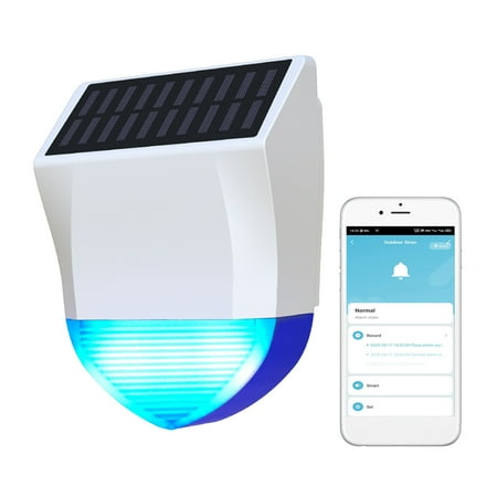 

Htovila Solar Powered Wifi Outdoor Alarm BT 5.0 Smart Alarm IPX5 Waterproof Real-time Sound Light Alarm APP Control Intelligent Linkage Home Device