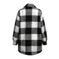thumbnail image 6 of Casual Plaid Fuzzy Jackets for Women Collared Button Front Long Sleeve Oversized Loose Fit Outerwear, 6 of 9