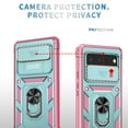 thumbnail image 3 of Military Grade Drop Impact for Google Pixel 6 Camera Lens Slide Protection Case 360 Metal Rotating Ring Kickstand Holder Armor Shockproof Case For Google Pixel 6, Pink+Green, 3 of 11