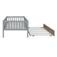 thumbnail image 4 of Daybed Bed Frame Platform Bed with Twin Size Trundle Modern Wooden Bed with Fence Guardrails and Slat Support Leg for Dorm, Bedroom, Guest Room (Twin), 4 of 9
