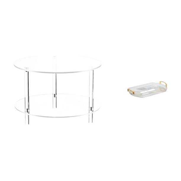 Mesa auxiliar redonda de acrílico,Mesa auxiliar redonda de acrílico,mesita de noche.,Mesa auxiliar redonda pequeña de acrílico transparente para bebidas,Bandeja de almacenamiento,Bandeja