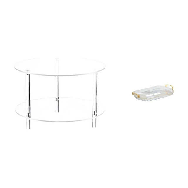 Mesa auxiliar redonda de acrílico,Mesa auxiliar redonda de acrílico,mesita de noche.,Mesa auxiliar redonda pequeña de acrílico transparente para bebidas,Bandeja de almacenamiento,Bandeja