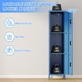 thumbnail image 3 of Gaeanet 3 Door Metal Storage Locker with Lock,Steel Locker with Name Card Holder and Hooks for School,Home,Office,Gym,Garage,Playroom,Assembly Required,Blue,15.75"D x 15.75"W x 66.2"H, 3 of 7