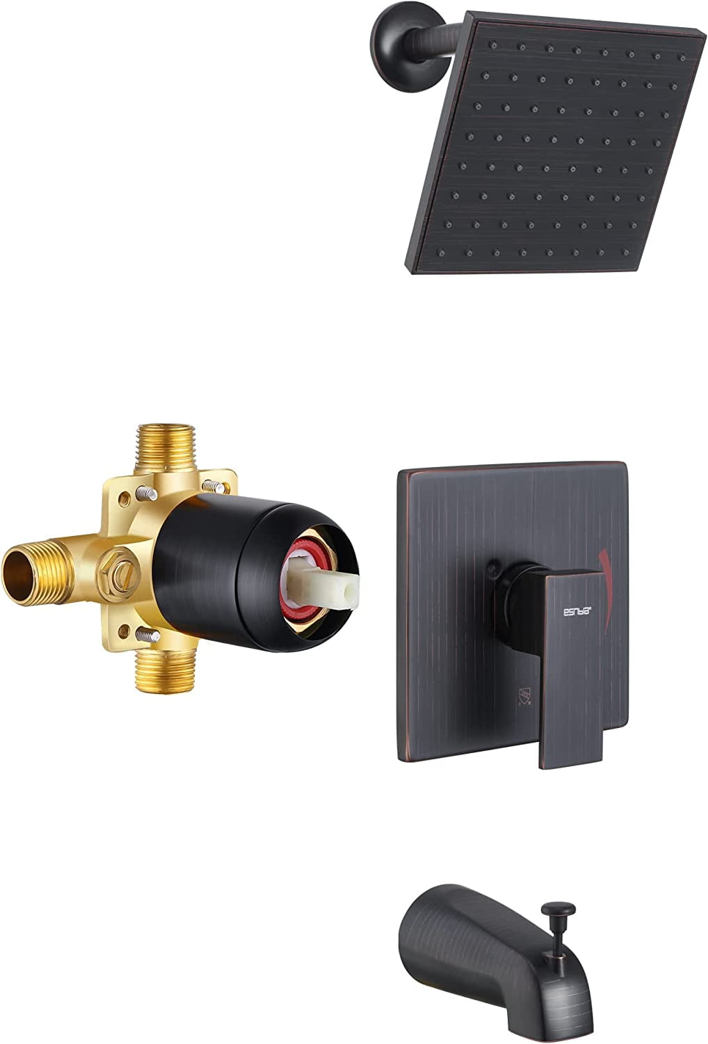 Shower Tub Kit, Tub and Shower Faucet Set（Valve Included) with 6Inch