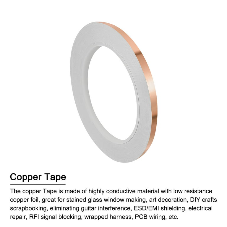 Copper Foil Tape 0.2 Inch x 21 Yards 0.05 Thick Single Sided for Electronics
