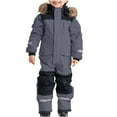 thumbnail image 2 of Maqroz Toddler Snow Suit Teen Boys Girls One Piece Snowsuit Winter Waterproof Snowboarding Ski Suits Jumpsuit Snow Suits Kids Snowsuits Overalls Snowmobile Gear Ski Suits, Sizes 1-15, Dark Gray, 2 of 6