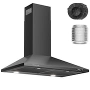 30 Inch Wall Mount Range Hood Ducted/Ductless Convertible Kitchen Exhaust Hood with 450 CFM Motor, 3 Speed Fan, LED Lighting and Dishwasher Safe Filters, Matte Black Painted Finish