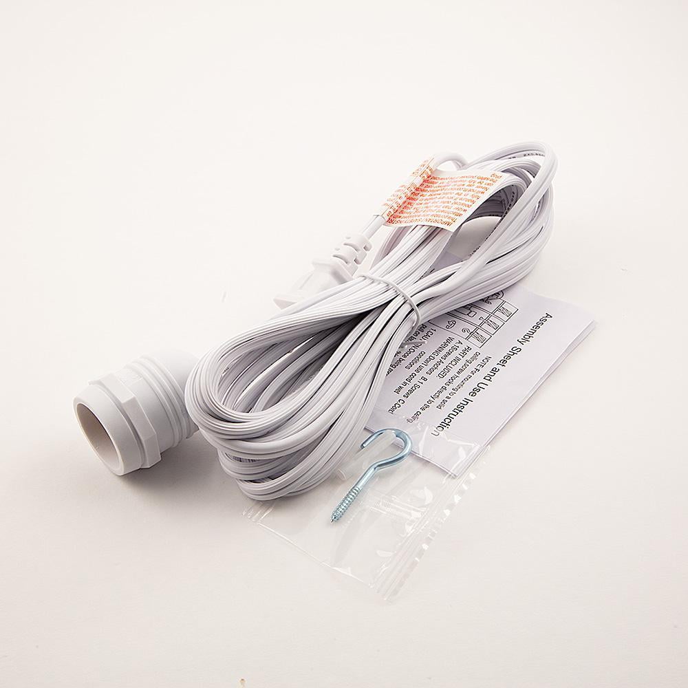 Fantado Extra Long 25FT Single Socket White Weatherproof Outdoor Pendant Light Lamp Cord