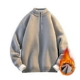 thumbnail image 2 of Dolkfu Fall Sweaters for Men 2025 Quarter Zip Mock Neck Fleece Gray Sweater Solid Knit Thicken Pullovers Men 2XL, 2 of 8