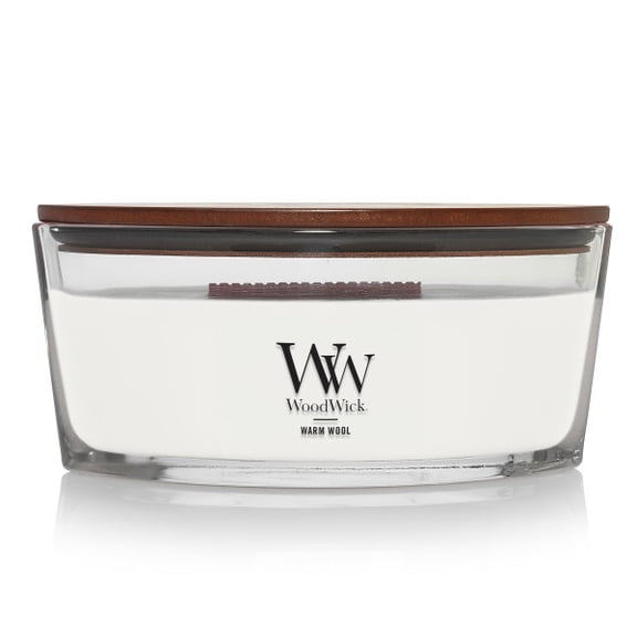 WoodWick Scented Ellipse Candle, Crackles as it Burns, Warm Wool, 16oz