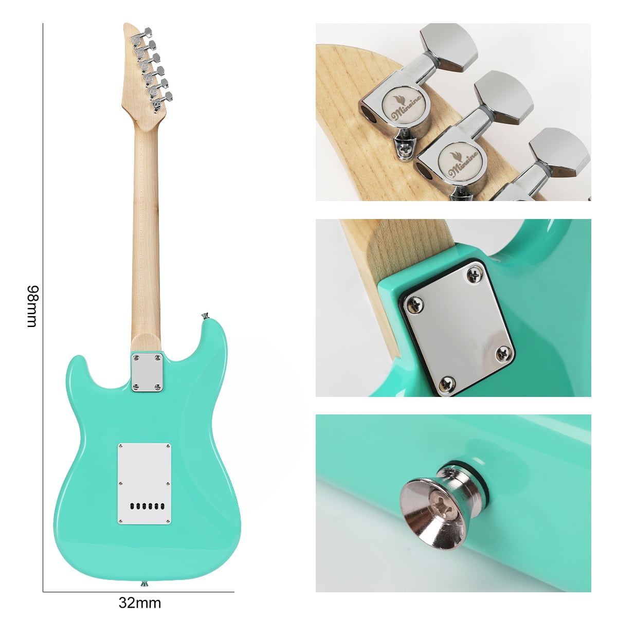 39 Inch Electric Guitar, Full Size Solid Body S-S-S Pickups 6 Strings Beginner Guitar Kit With Gig Bag, Strap, Tremolo Arm, Cable & Picks MS100