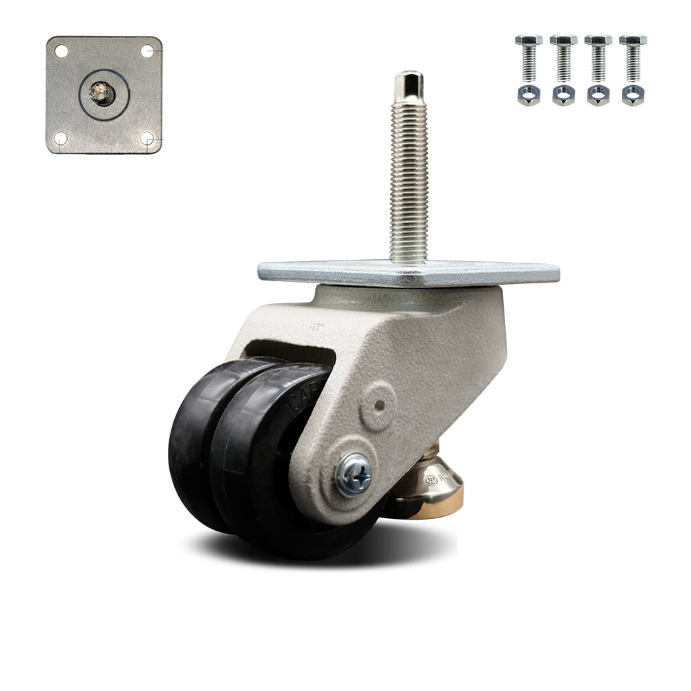 Nylon Swivel Threaded Stem Caster w/2.8" Black Wheel and M16 x 2.0mm x