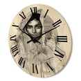 thumbnail image 3 of Designart 'Black and White Portrait of Young Indian Woman I' Modern Wood Wall Clock, 3 of 5
