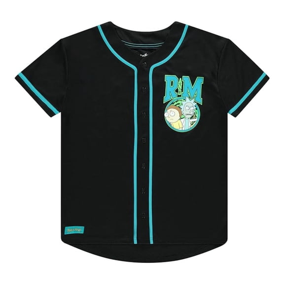 RICK AND MORTY Men's Baseball Jersey, Classic Cartoon Baseball Shirt Black - M