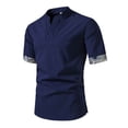 thumbnail image 1 of Camisas de Manga Corta de los Hombres Casual Color Sólido Collar de Solapa Suelto Top de Verano, Manga Corta Tops de Verano para la Comodidad Diaria, 1 of 3