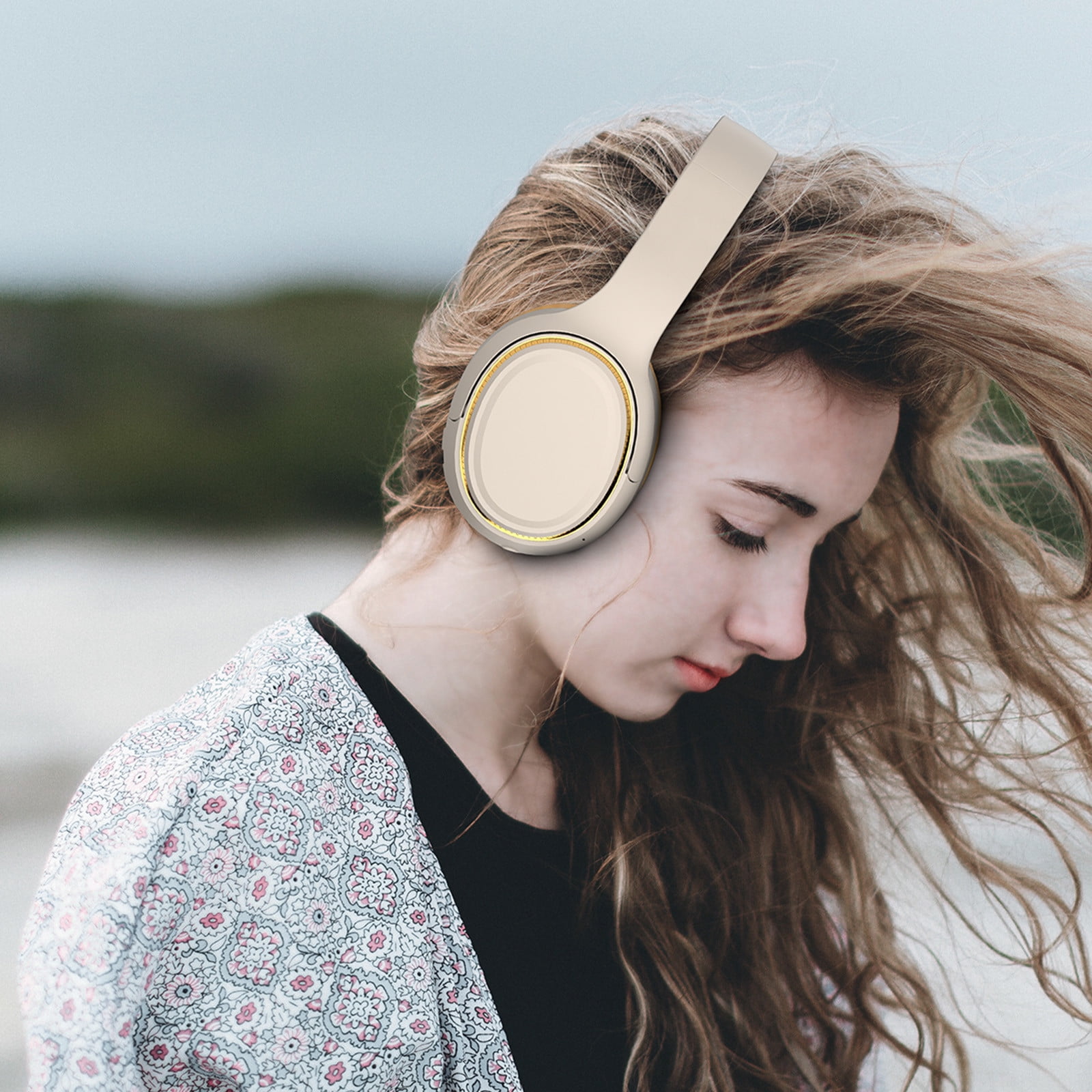 Active Noise Cancelling Headphones 100H Playtime Wireless Over Ear Bluetooth Headphones with Deep Bass Fast Charging Light Weight Comfort Earcups Headsets for Travel Home Office Phone PC,Khaki