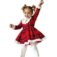thumbnail image 5 of Tisuna Christmas Girls Dress Toddler Plaid Print Long Sleeve Crew Neck Dresses Cute Casual Autumn Winter Girls Christmas Dress With Hat Red Size 9-12 Months, 5 of 6