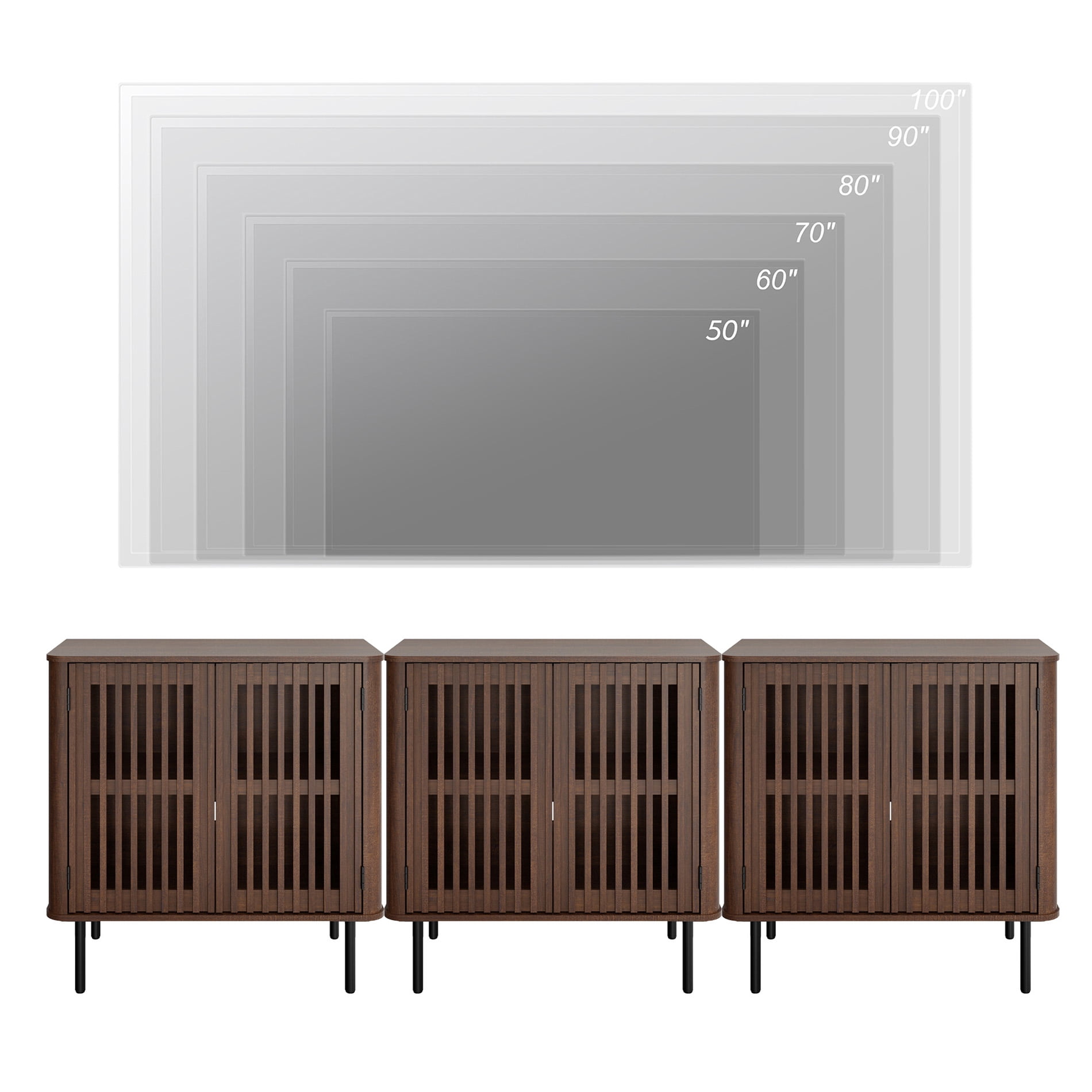 94.5" TV Stand for TVs up to 100", Entertainment Center Media Console Table for Living Room Bedroom, Walnut