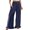 Blue, variant on Women's Gingham Plaid Wide Leg Cropped Palazzo Pants Elastic High Waist Ruffle Hem Cotton Trousers with Side Pockets Flowy Bottoms for Summer Beach Lounge Vacation Outfits A7 Black Black