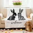 thumbnail image 5 of Hometravel Easter Holiday Black White Print Blanket 100x130cm, Bunny and Egg Design for Sofa Bed, Spring Themed Decorative Throw for Home, Cozy Blanket for Seasonal Use, 5 of 6