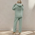thumbnail image 4 of Womens Sherpa Sweatsuits Fuzzy Solid Color Loungewear Hoodies Casual Sweatpants 2 Piece Fluffy Tracksuits Two-Piece Set Long Pant Sweatsuit Set Lounge Sweater Sets Pockets, 4 of 7