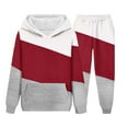 thumbnail image 4 of Girls Boys Hoodie and Sweatpants Color Block Fleece Sweatsuit 2 Piece Jogger Set Tracksuit Fall Winter Outfits New 2PCS Clothes Set Toddler Girl Red 8-9 Years, 4 of 6