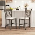 thumbnail image 5 of Gymax 4PCS Bar Stools 24''Counter Height Stools w/ Linen Fabric Upholstered Seat Gray, 5 of 9