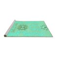 thumbnail image 2 of Ahgly Company Machine Washable Indoor Square Abstract Turquoise Blue Modern Area Rugs, 6' Square, 2 of 4