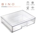 thumbnail image 2 of Cajones de almacenamiento BINO, apilables, poco profundos, extragrandes, transparentes, 2 of 3