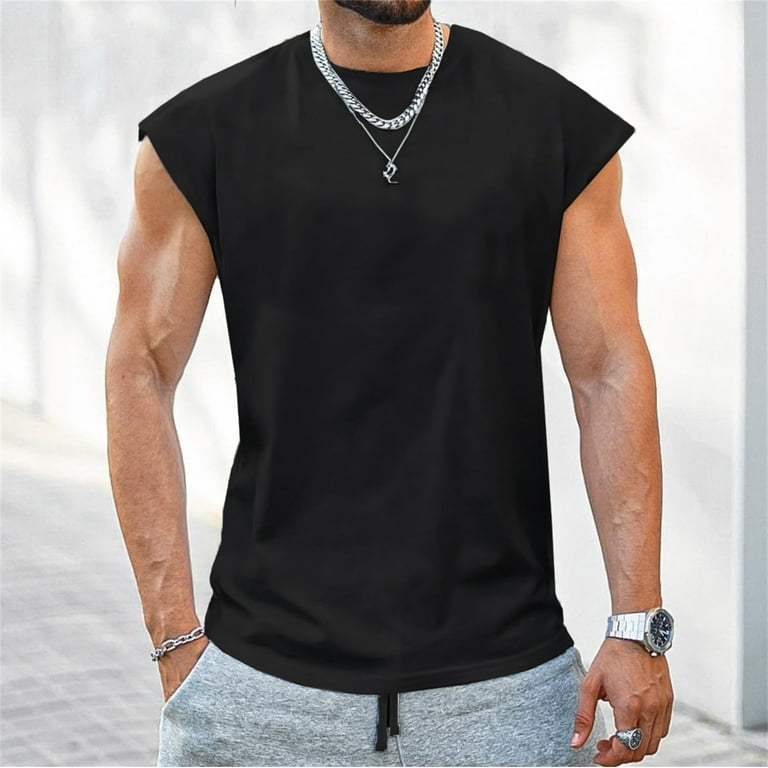 Black Summer Sleeveless Workout Gym Running Tank Tops Men's Bodybuilding  Stringer Top Muscle Cut Shirt Fitness Vest