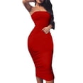 thumbnail image 2 of Baqcunre Women'S Casual Dresses Women'S Summer Casual Tight Sexy Sleeveless Wrapped Chest Long Beach Dress Womens Dresses Sundresses For Women Red Dress S, 2 of 5