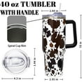 thumbnail image 6 of 40oz Cow Print Tumbler With Handle,High Cow Tumbler with Lid and Straw,Brown High Cow Print Stainless Steel Travel Mug Iced Coffee Cup-High Cow Gifts for Women, 6 of 7