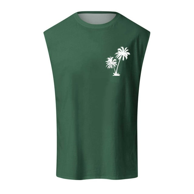 Summer Fashion Men's Vest Coconut Pattern Shoulder Design Minimalist Style Sleeveless Top