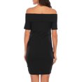 thumbnail image 4 of Vestidos de maternidad con hombros descubiertos, manga corta, color puro, suaves, cómodos, de moda, ajustados, vestidos de mujer para uso diario, negro M, 4 of 6
