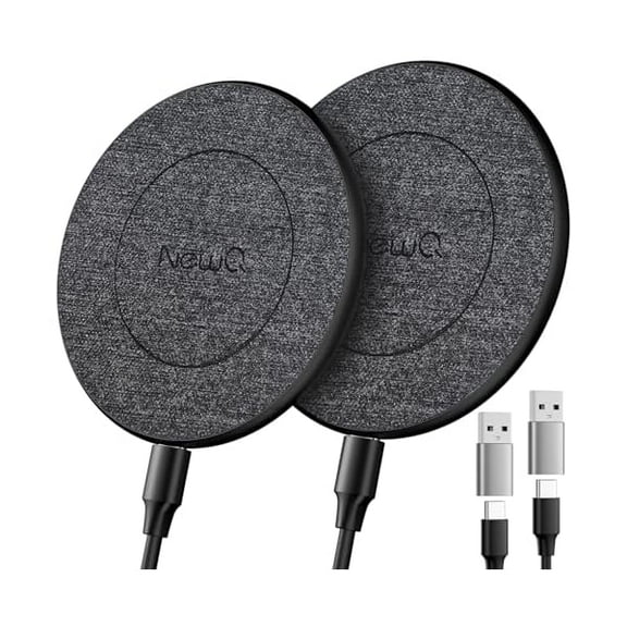 NewQ Wireless Charger, 15W Max Wireless Charging Pad for iPhone 15 14 13 12 11 X 8 Mini/SE/Pro/Max/Plus, Samsung Galaxy S23/S22/S21/S20/S10/S9/S8/S7/Note20/10/9/8, Air Pods/Pro/Galaxy Buds/ , 2 Packs
